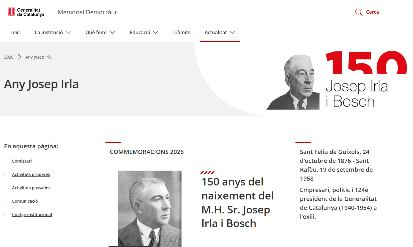 Sant Feliu de Guíxols acull aquest setembre tres actes en homenatge a Josep Irla